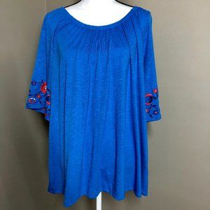 Westport Women's Scoop Neck Embroidered Blouse-2X